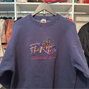 Vintage 90s Fruit of the Loom Florida Embroidered Crewneck Size XL